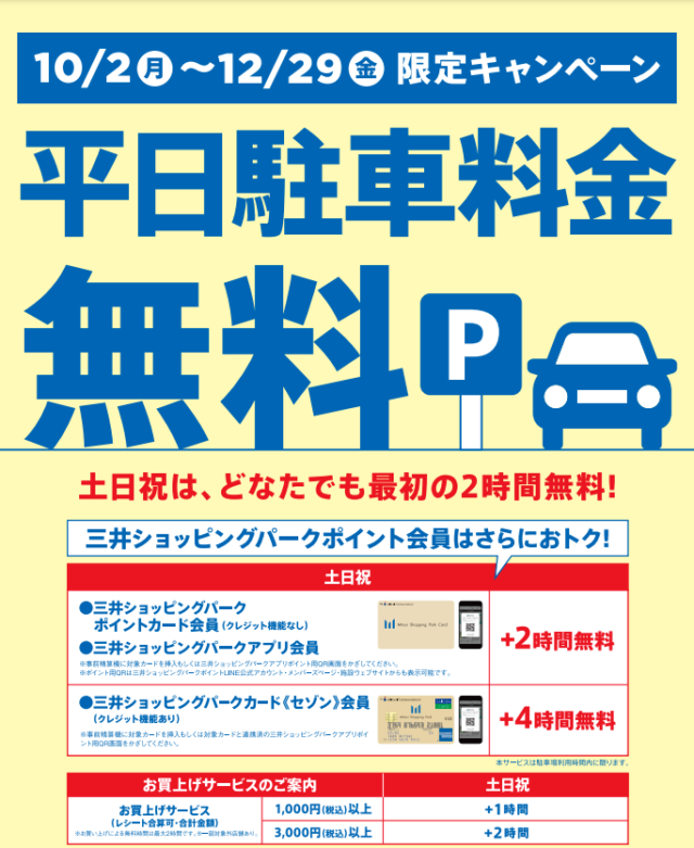 ららぽーと福岡駐車場無料キャンペーン